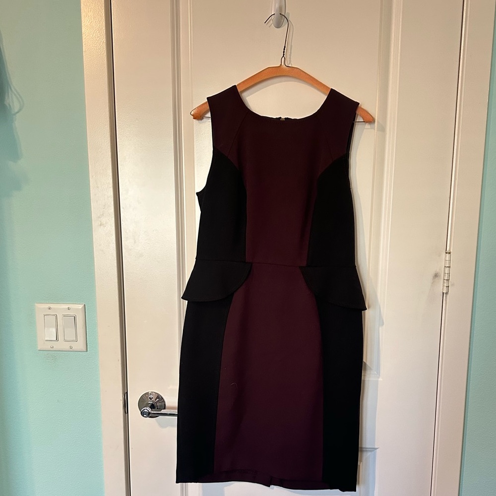 Loft Maroon Black Color Block professional Dress